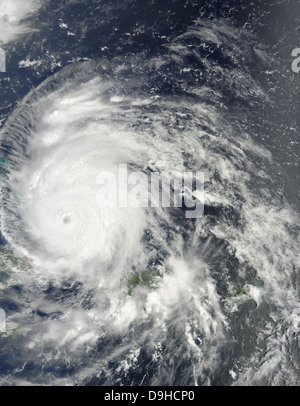 24. August 2011 - Hurrikan Irene über die Bahamas. Stockfoto