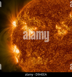 Solare Aktivität auf der Sonne. Stockfoto