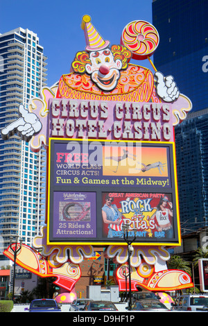 Las Vegas Nevada, The Strip, South Las Vegas Boulevard, Circus Circus Hotel Casino, Schild, Clown, NV130328010 Stockfoto