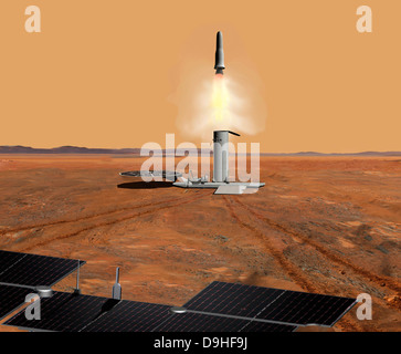 Künstlers Konzept eines Fahrzeugs mit Aufstieg Mars verlassen. Stockfoto
