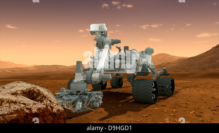 Des Künstlers Konzept der NASA Mars Science Laboratory Curiosity Rover. Stockfoto