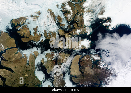 Satellitenansicht von Parry Channel und McClure Strait in der Nordwestpassage. Stockfoto