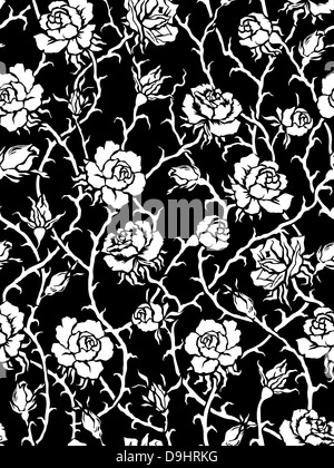 Schwarze Rosen. Nahtlose Muster Stockfoto