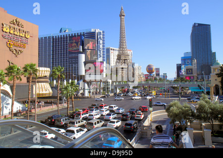 Las Vegas Nevada, The Strip, South Las Vegas Boulevard, Bill's Gamblin' Hall & Saloon, Bally's Las Vegas Hotel & Casino, Paris Las Vegas Hotel & Casino, EIF Stockfoto