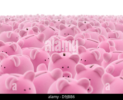 Große Gruppe von rosa Sparschweine Stockfoto