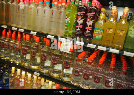 Las Vegas Nevada, McCarran International Airport, LAS, Liquor Library, Geschäft, Alkohol, Flaschen, Einzelhandel, Produktauslage Verkauf, Marken, Verkauf, Smirnoff, vod Stockfoto