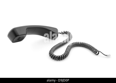 Schwarz Telefon Mobilteil mit weichen Schatten auf weiß Stockfoto