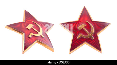 Sowjetische Rote Sterne Abzeichen mit Beschneidungspfad Stockfoto