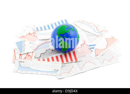 Globus auf Finanz-charts Stockfoto