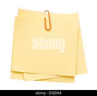 Notizzettel mit Büroklammer Stockfoto