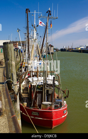 Krabbenkutter im Hafen von Cuxhaven, Niedersachsen, Deutschland Stockfoto