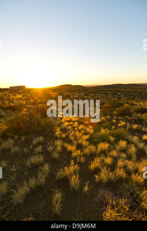 Eine Lodge in der Karoo bei Sonnenuntergang, Prinz Albert, Western Cape, South Africa Stockfoto