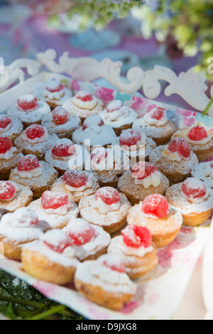 Miniatur-Victoria-Schwämme im Sommer nachmittags Tee. Stockfoto