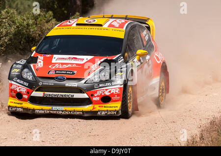 Olbia, Italien. 20. Juni 2013. Sardinien-Rallye, gilt als die italienische Etappe der Rallye-Weltmeisterschaft. Tag1. Qualifyng Bühne 'Monte Pinu';. Ford Fiesta RS WRC. Prokop/Ernst. Bildnachweis: Aktion Plus Sport/Alamy Live-Nachrichten Stockfoto