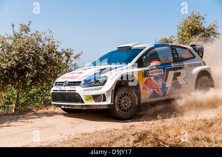 Olbia, Italien. 20. Juni 2013. Sardinien-Rallye, gilt als die italienische Etappe der Rallye-Weltmeisterschaft. Tag1. Qualifyng Bühne 'Monte Pinu';. Volkswagen Polo R WRC. Latvala/Anttila. Bildnachweis: Aktion Plus Sport/Alamy Live-Nachrichten Stockfoto