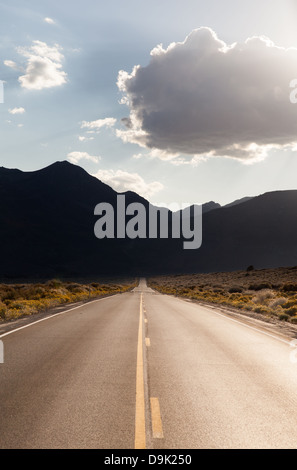 California State Route 167 führt in Richtung Sierra Nevada Bergkette, in der Nähe von Lee Vining. Stockfoto