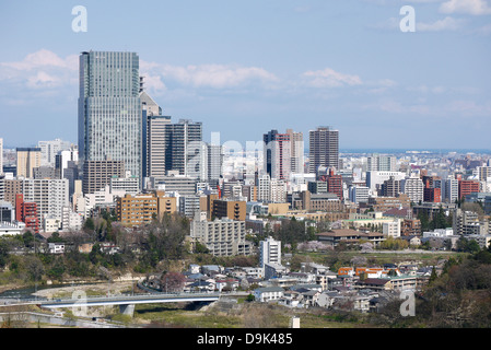 Blick auf Sendai Stadt von oben Berg Aoba Schloss Sendai Stockfoto