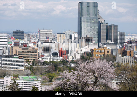 Blick auf Sendai Stadt von oben Berg Aoba Schloss Sendai Stockfoto