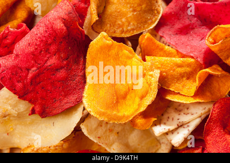 Frisch geschnitten Bio Gemüse Chips mit Meersalz Stockfoto