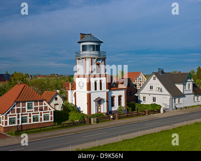 Alter Leuchtturm Mielstack im Luehe, Altes Land, Landkreis Stade, Niedersachsen, Deutschland Stockfoto