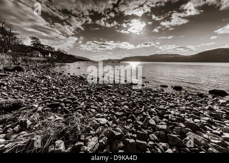 Blick auf Loch Ness von Eve Beach Stockfoto