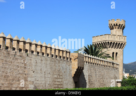 Mittelalterliche Stadtmauer im Almudaina Palast in Palma De Mallorca, Spanien Stockfoto