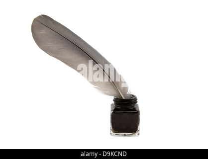 Feder Feder Feder und Tinte mit Beschneidungspfad Stockfoto