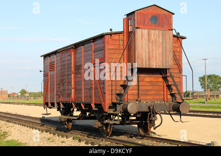 Deportation Wagen im Konzentrationslager Auschwitz-Birkenau, Polen Stockfoto