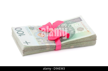 Polnische Geld Geschenk isoliert auf weiss Stockfoto