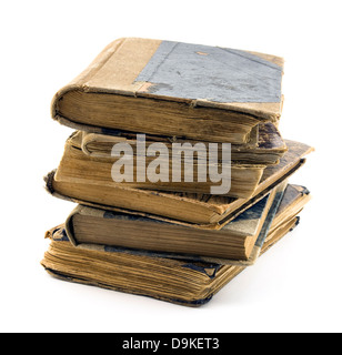 Alte Bücher, isoliert auf weiss Stockfoto