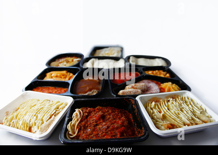 Eine große Auswahl an Tiefkühlkost vom britischen Supermärkten. Stockfoto