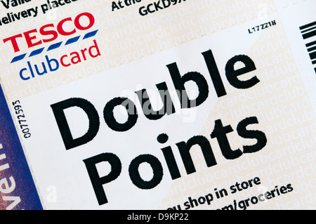 Tesco Clubcard doppelte Punkte Gutschein. Stockfoto