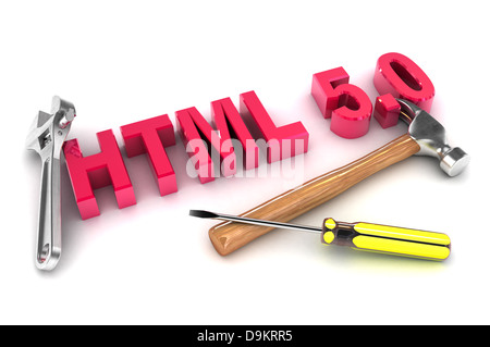 Eine bunte 3d gerenderten HTML-5-Tools Concept Illustration Stockfoto