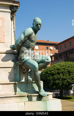 Livorno, Toskana, Italien. Monumento dei Quattro Mori (Monument der vier Mauren) Detail des Sklaven in Ketten Stockfoto