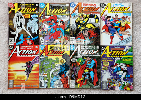 Sammlung von DC Comics Superman Action Comics Stockfoto