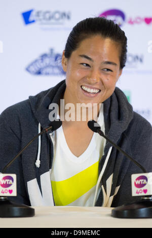 Eastbourne, Großbritannien 22. Juni 2013. Jamie Hampton von Vereinigten Staaten in ihrer Pressekonferenz nach der Niederlage im Finale des Turniers WTA Tour Aegon International in Devonshire Park in Eastbourne. Bildnachweis: Mike Französisch/Alamy Live-Nachrichten Stockfoto