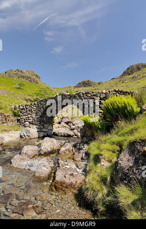 Lingcove Brücke über den Fluß Esk im Sommer im englischen Lake District Stockfoto