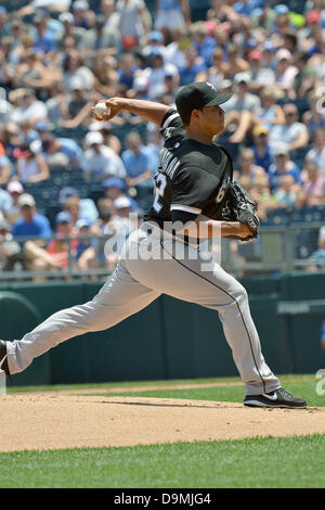 22. Juni 2013 - Kansas City, MO, USA - 22. Juni 2013: White Sox Krug Wade Davis (22) wie bei einem MLB-Spiel zwischen den Chicago White Sox und die Kansas City Royals im Kauffman Stadium in Kansas City, Missouri Die Royals gewonnen, 3: 2. Stockfoto