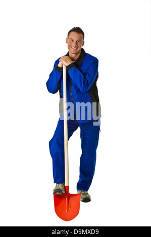 Handwerker mit einer Schaufel (Model-Release) Stockfoto