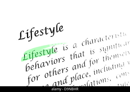 Lifestyle-Wort und Absatz durch Definition closeup Stockfoto
