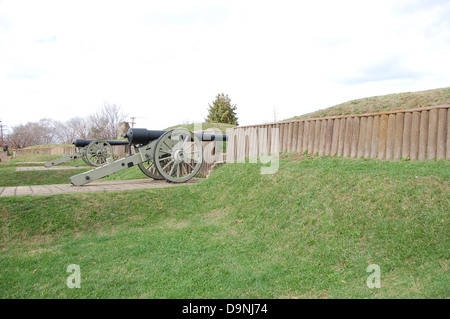 Fort Stevens, Teil der Verteidigung im Bürgerkrieg von Washington, befindet sich in der Hauptstadt des Landes. Die Stätte bewahrt historische militärische Strukturen und bietet Einblick in Washingtons Rolle während des Bürgerkriegs. Stockfoto