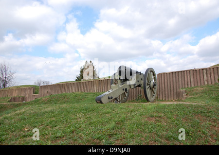 Fort Stevens, Teil der Verteidigung im Bürgerkrieg von Washington, spielte eine Schlüsselrolle bei der Verteidigung der Hauptstadt während des Bürgerkriegs. Die historische Bedeutung des Forts ist innerhalb des Nationalparksystems erhalten. Stockfoto