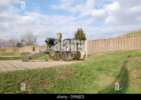 Fort Stevens, Teil der Verteidigung des Bürgerkriegs von Washington, bewahrt wichtige historische Stätten aus der Zeit des Bürgerkriegs. Sie bietet Einblick in die strategische militärische Bedeutung des Gebiets während des Konflikts. Stockfoto