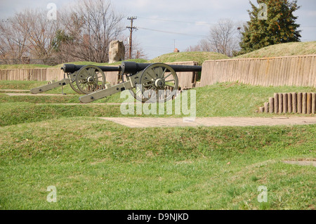 Fort Stevens, Teil der Verteidigung im Bürgerkrieg, ist ein historischer Ort, der an die Verteidigung der US-Hauptstadt während des Bürgerkriegs erinnert. Sie bietet Besuchern einen Einblick in die Militärgeschichte und Befestigungsanlagen. Stockfoto