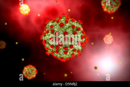 Mikroskopische Ansicht des HIV-Virus. Stockfoto