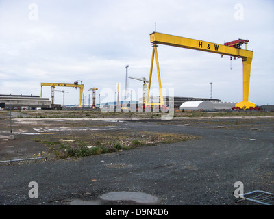 Demonstriert die Trostlosigkeit der ehemaligen Werft Harland & Wolff.  Einmal den Hub der Belfast Schiffbauindustrie. Stockfoto