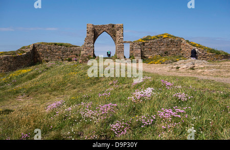 Grosnez Castle Ruin, cliff Westküste, Jersey, Channel Islands Stockfoto