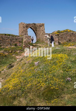 Grosnez Castle Ruin, cliff Westküste, Jersey, Channel Islands Stockfoto