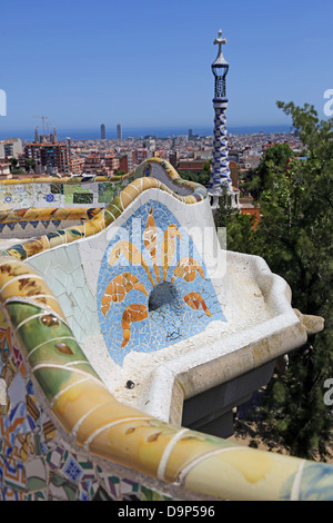 Parc Güell-Park mit Architektur Deisgned von Antoni Gaudi in Barcelona, Spanien Stockfoto