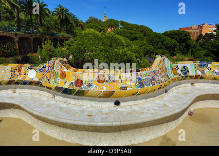 Parc Güell-Park mit Architektur Deisgned von Antoni Gaudi in Barcelona, Spanien Stockfoto